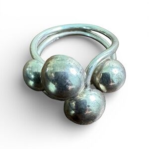 Sterling Silver Ring Brutalist Modernist Ball Hallmarked 925 Size 8.5